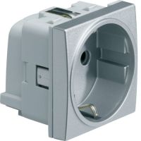 Gniazdo Schuko z przesłonami styków, samozaciski, 16A/250V, 2M, alu, systo | WS160T Hager