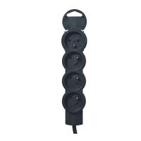 Przedłużacz standard 4x2P+Z, przewód 3m (3x1mm2), czarny | 050208 Legrand
