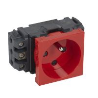 Gniazdo do kanałów MOSAIC DLP 2P+Z z blokadą/zaciski śrubowe czerwone 16A-250V | 077341 Legrand