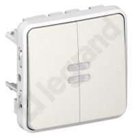 Łącznik schodowy + przycisk podświetlany biały/ecru 10Ax-250V, PLEXO55, Plexo | 069619 Legrand