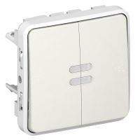 Przycisk podwójny z dwoma stykami biały/ ecru 10A-250V, PLEXO55, Plexo | 069636 Legrand