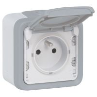Gniazdo pojedyncze z/u z przyszłoną styków 16A IP55 szare komplet Plexo55 | 069731 Legrand