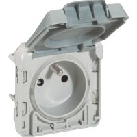 Gniazdo pojedyncze z/u z klapką z przyciskiem 16A IP55 szare, Plexo | 069555 Legrand