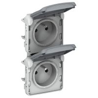 Gniazdo podwójne z/u pionowe 16A IP55 szare, Plexo | 069563 Legrand