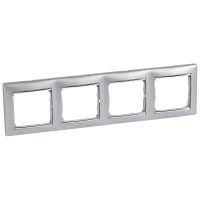 Ramka poczwórna pozioma, aluminium/srebro, Valena | 770354 Legrand