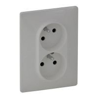 Gniazdo podwójne z/u 16A typu monoblok, zaciski sprężynowe, aluminium, Valena Life | 753387 Legrand