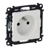 Gniazdo pojedyncze z/u 16A, z przesłoną styków, zaciski sprężynowe, białe, Valena Life | 753180 Legrand