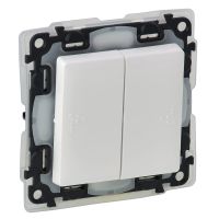 Łącznik schodowy podwójny biały 10 AX, 250 V, Valena Life | 752158 Legrand