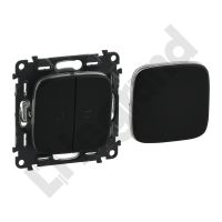 Klawisze łącznika podwójnego wielofunkcyjnego z podświetleniem LED, czarne, Valena Allure | 755198 Legrand