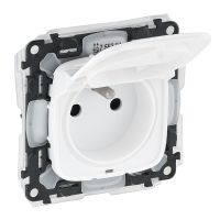 Gniazdo pojedyncze z/u 16A, IP44, z przesłoną styków, zaciski spręzynowe, białe | 755304 Legrand