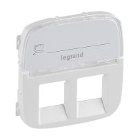 Plakietka gniazda podwójnego 2xRJ11 lub 2xRJ45 lub RJ11/RJ45 z etykietą, perłowa, Valena Allure | 755489 Legrand