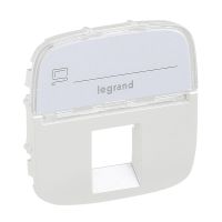 Plakietka gniazda pojedynczego RJ11 lub RJ12 lub RJ45 z etykietą, perłowa, Valena Allure | 755479 Legrand