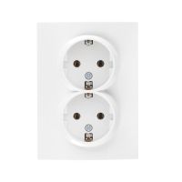 Gniazdo zasilające podwójne Schuko, kompletne LOGI 02-1270-102, białe | 25095 Kanlux