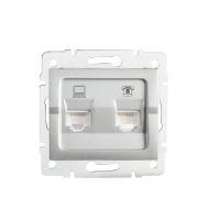 Gniazdo komputerowo-telefoniczne (RJ45 Cat 5e+RJ11) LOGI 02-1430-043, srebrne | 25230 Kanlux
