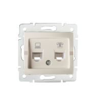 Gniazdo komputerowo-telefoniczne (RJ45 Cat 5e+RJ11) LOGI 02-1430-003, kremowe | 25171 Kanlux