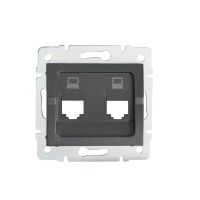 Adapter gniazdo komputerowe podwójne niezależne (2xRJ45 Jack), bez gniazda LOGI 02-1419-041, grafit | 25939 Kanlux
