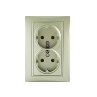 Gniazdo zasilające podwójne Schuko, kompletne DOMO 01-1270-150, szare | 25035 Kanlux