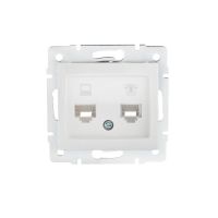 Gniazdo komputerowe podwójne niezależne (2xRJ45Cat 6 Jack) DOMO 01-1430-002, białe | 24757 Kanlux