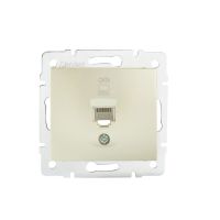Gniazdo komputerowe pojedyncze (RJ45Cat 6 Jack) DOMO 01-1400-030, perłowe | 24990 Kanlux