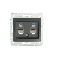Gniazdo komputerowe podwójne niezależne (2xRJ45Cat 5e Jack) DOMO 01-1410-041, grafit | 24932 Kanlux