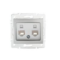 Gniazdo komputerowe podwójne niezależne (2xRJ45Cat 5e Jack) DOMO 01-1410-043, srebrne | 24873 Kanlux