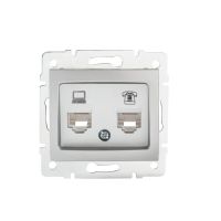 Gniazdo komputerowe podwójne niezależne (2xRJ45Cat 6 Jack) DOMO 01-1430-043, srebrne | 24875 Kanlux