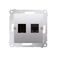 Gniazdo HDMI + RJ45 kat.6. (moduł), srebrny mat DGHRJ45.01/43 Simon 54 | DGHRJ45.01/43 Kontakt Simon