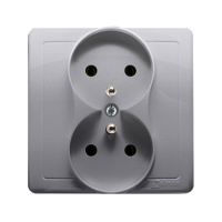 Gniazdo wtyczkowe podwójne z/u kompletne 16A, 250V, zaciski śrubowe, stal inox BMGZ2/21 Simon Basic | BMGZ2/21 Kontakt Simon