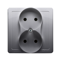 Gniazdo wtyczkowe podwójne b/u kompletne 16A, 250V, zaciski śrubowe, stal inox BMG2/21 Simon Basic | BMG2/21 Kontakt Simon