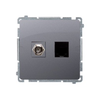 Gniazdo antenowe typu "F" + RJ45 kat.6 (moduł), stal inox BMAFRJ45.01/21 Simon Basic | BMAFRJ45.01/21 Kontakt Simon