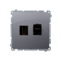 Gniazdo HDMI + RJ45 kat.6. (moduł), stal inox BMGHRJ45.01/21 Simon Basic | BMGHRJ45.01/21 Kontakt Simon