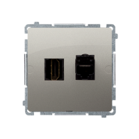 Gniazdo HDMI + RJ45 kat.6. (moduł), satynowy BMGHRJ45.01/29 Simon Basic | BMGHRJ45.01/29 Kontakt Simon