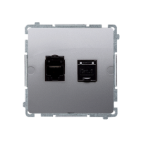 Gniazdo komputerowe RJ45, kategoria 6, podwójne ekranowane z przesłoną, stal inox BM62E.01/21 | BM62E.01/21 Kontakt Simon