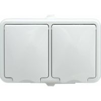 Gniazdo podwójne poziome IP 44, klapka biała 2x2P+Z 16A, 250V, białe, Hydro | 120436 Kos