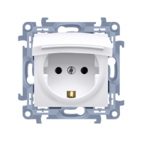 Gniazdo wtyczkowe Schuko IP44 z przesłoną, klapka biała, 16A, biały CGSZ1BZ.01/11 Simon 10 | CGSZ1BZ.01/11 Kontakt Simon