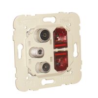 Gniazdo multimedialne antenowe końcowe satelitarne z dwoma modułami RJ45 kat. 6, mechanizm, MEC 21 | 21546 Efapel