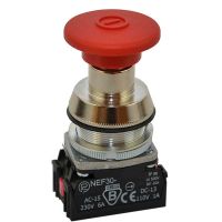 Przycisk sterowniczy STOPU awaryjnego NEF30-DR2Y , pod otwór Fi-30mm, styki 2NC, czerwony | W0-NEF30-DR 2Y C Promet