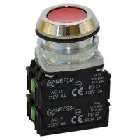 Przycisk sterowniczy kryty NEF30-K3X, pod otwór Fi-30mm, styki 3NO, czerwony | W0-NEF30-K 3X C Promet