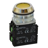 Przycisk sterowniczy kryty NEF30-K4X, pod otwór Fi-30mm, styki 4NO, żółty | W0-NEF30-K 4X G Promet