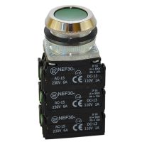 Przycisk sterowniczy kryty NEF30-K6X, pod otwór Fi-30mm, styki 6NO, zielony | W0-NEF30-K 6X Z Promet