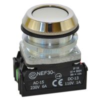 Przycisk sterowniczy kryty NEF30-KXY, pod otwór Fi-30mm, styki 1NO+1NC, biały | W0-NEF30-K XY B Promet