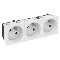 Gniazdo potrójne 33st, z bolcem uziemiającym 250V, 10/16A, PC, czysta biel, 9010 STD-F3 RW3 | 6120262 Obo Bettermann