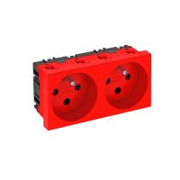 Gniazdo podwójne 0st, kodowane z bolcem uziemiającym 250V, 10/16A, PC, czerwony, 3001 STD-F0K SRO2 | 6120314 Obo Bettermann