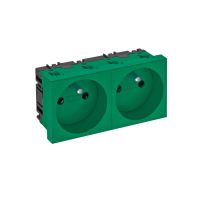 Gniazdo podwójne 0st, z bolcem uziemiającym 250V, 10/16A, PC, miętowa zieleń, 6029 STD-F0 MZGN2 | 6120176 Obo Bettermann