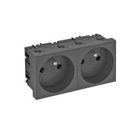 Gniazdo podwójne 0st, z bolcem uziemiającym 250V, 10/16A, PC, grafit, 7021 STD-F0 SWGR2 | 6120180 Obo Bettermann