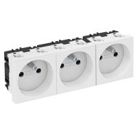 Gniazdo potrójne 0st, z bolcem uziemiającym 250V, 10/16A, PC, czysta biel, 9010 STD-F0 RW3 | 6120192 Obo Bettermann