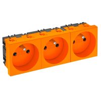 Gniazdo potrójne 0st, NF, 250V, 10/16A, PC, pomarańczowy, 2004 STD-F0 ROR3 | 6120194 Obo Bettermann