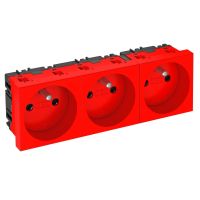 Gniazdo potrójne 0st, NF, 250V, 10/16A, PC, czerwony, 3001 STD-F0 SRO3 | 6120198 Obo Bettermann