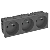 Gniazdo potrójne 0st, NF, 250V, 10/16A, PC, grafit, 7021 STD-F0 SWGR3 | 6120200 Obo Bettermann