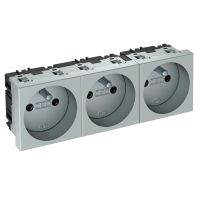 Gniazdo potrójne 0st, NF, 250V, 10/16A, PC, aluminium lakierowane STD-F0 AL3 | 6120201 Obo Bettermann